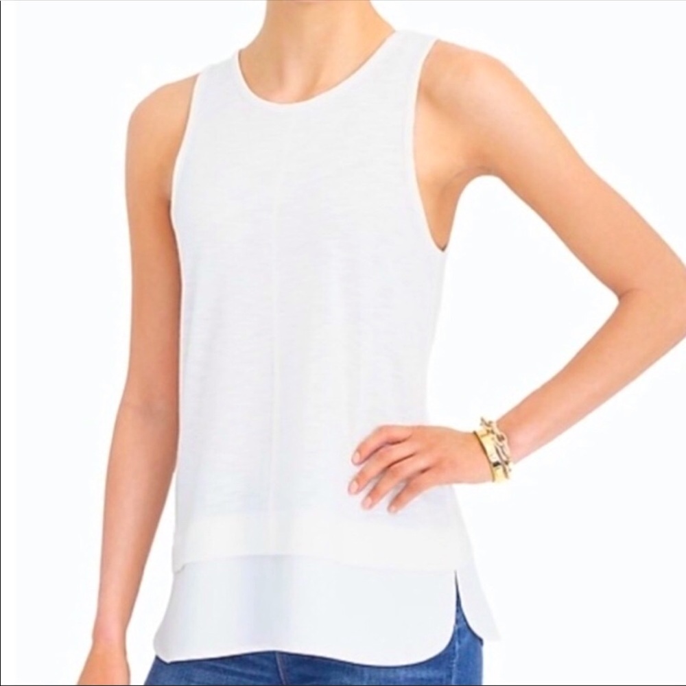 J. Crew White Tank Top with White Silky Hem